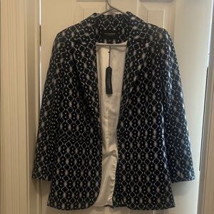 NWT Liverpool Los Angeles navy black and white batik blazer